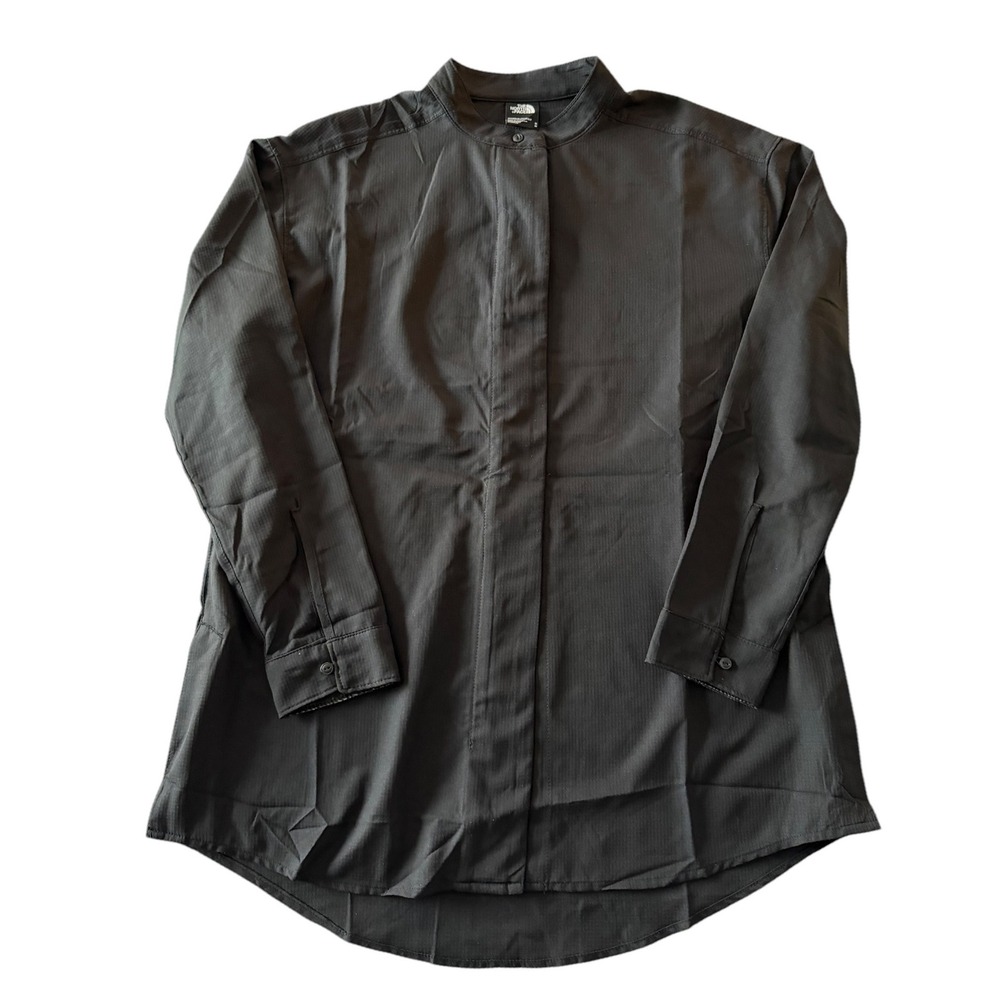 The North Face Womens Black Ripstop Mandarin Collar Button‎ Down Shirt Size M